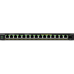 Netgear GS316EP Ethernet Switch - 15 Ports - Manageable - 3 Layer Supported - Modular - 1 SFP Slots - 180 W PoE Budget - Twisted Pair, Optical Fiber - PoE Ports - Desktop, Wall Mountable - 5 YearLifetime Limited Warranty