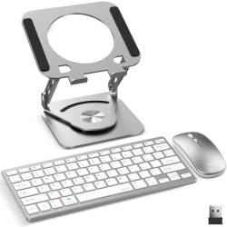 Delton Wireless Keyboard, Mouse and Tablet Stand Bundle, White, Total Qty 1