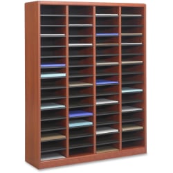 Safco E-Z Stor Light Wood Literature Organizers - 750 x Sheet - 60 Compartment(s) - Compartment Size 3" x 9" x 11" - 52.3" Height x 40" Width x 11.8" Depth - 80% Recycled - Cherry - Fiberboard, Hardboard, Wood - 1 / Each