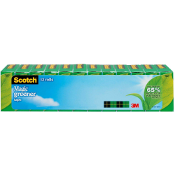 Scotch Greener Magic Tape, Invisible, 3/4 in x 900 in, 12 Tape Rolls, Home Office and School Supplies
