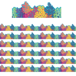 Eureka Extra Wide Die-Cut Deco Trim Packs, 37’ x 3-1/4", Seas the Day Colorful Coral Reef, Set Of 6 Packs