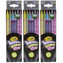 Crayola Twistables Colored Pencils, Bold & Bright, Assorted Colors, 12 Color Pencils Per Pack, Set Of 3 Packs