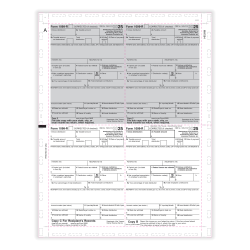 ComplyRight® 1099-R Pressure-Seal Tax Forms, 4-Up, Copy B, C, 2, 2, V-Fold Duplex, 11", Pack Of 500 Forms