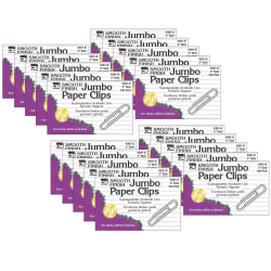 Charles Leonard Jumbo Gem Paper Clips, 100 Clips Per Box, Pack Of 20 Boxes, 2", Silver, 2,000 Clips