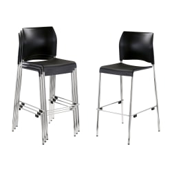 National Public Seating 8800 Series Cafetorium Plastic Stack Chairs, Black/Chrome, Set Of 4 Chairs