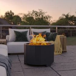 Flash Furniture Titus Commercial Grade Smokeless Outdoor Firepit With Waterproof Cover, 17-3/4"H x 27"W x 27"D, Black