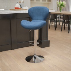 Flash Furniture Contemporary Adjustable Fabric Bar Stool, Gray/Blue