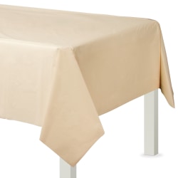 Amscan Flannel-Backed Vinyl Table Covers, 54&rdquo; x 108&rdquo;, Vanilla Creme, Set Of 2 Covers