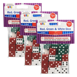 Learning Advantage Dot Dice, Assorted Colors, Pack Of 36 Dice, Set Of 3 Packs
