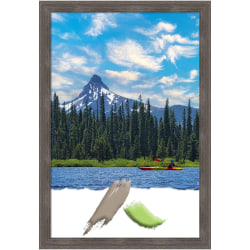 Amanti Art Wood Picture Frame, 23" x 33", Matted For 20" x 30", Pinstripe Lead Gray