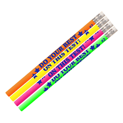 Musgrave Pencil Co. Inc. Motivational Pencils, No. 2 Lead, Do Your Best On The Test, 12 Pencils Per Pack, Set Of 12 Packs, MUS2495D12