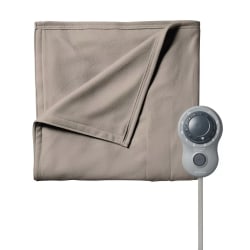 Sunbeam Full-Size Electric Fleece Heated Blanket, 72" x 84", Mushroom