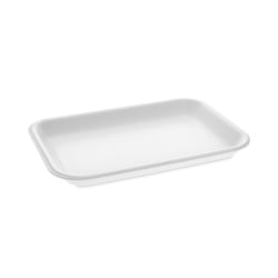 Pactiv Evergreen Foam Trays, Supermarket, #2, 8-1/4" x 5-3/4" x 15/16", White, Pack Of 500 Trays