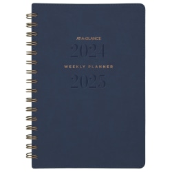 2024-2025 AT-A-GLANCE® Signature Collection Academic Weekly/Monthly Planner, 5" x 8", Navy, July To July, YP200A20