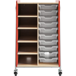 Safco® Whiffle Double-Column 10-Drawer Storage Cart, 48"H x 30"W x 19-3/4"D, Red