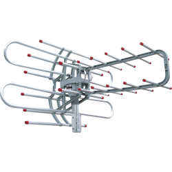 QFX ANT-106 Motorized Remote Control Antenna - Upto 45 Mile Range - VHF, UHF, FM, HD - 28 dB - HDTV Antenna, Outdoor, TV Tuner, Signal Booster