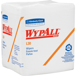 Wypall L30 Light Duty Wipers - Quarter-fold - 12.50" x 12" - White - Light Duty - For Face, Hand - 90 Quantity Per Pack - 1 / Pack