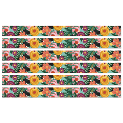 Carson Dellosa Education Straight Border, Grow Together Floral Garden, 36' Per Pack, Set Of 6 Packs