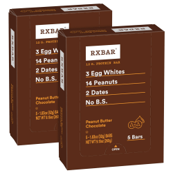 RXBAR Adult Bars, Peanut Butter Chocolate, 1.83 Oz, 5 Bars Per Box, Pack Of 2 Boxes