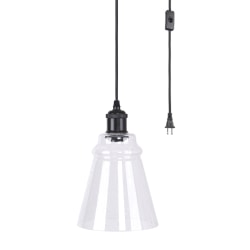 LumiSource Taurus Contemporary Pendant Ceiling Lamp, 7-1/2"W, Clear Shade/Oil-Rubbed Bronze Base