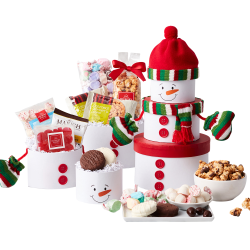 Givens Snowman Treats Tower Gift Basket Set, Set Of 7 Pieces