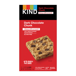 KIND Healthy Grains Snack Bars, Chewy Dark Chocolate Chunk, 1.2 Oz, Box Of 12
