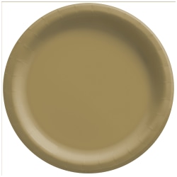 Amscan Go Brightly Solid Lunch Paper Plates, 8-1/2", Gold, Pack Of 16 Plates