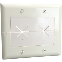 DataComm 45-0027-LA 2-Gang Split Plate with Flexible Opening (Light Almond) - 2-gang - Light Almond