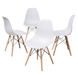 Baxton Studio Mid-century Modern Dining Chair, White/Beech Wood