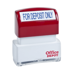Office Depot® Brand Pre-Inked Message Stamp, "For Deposit Only", Blue