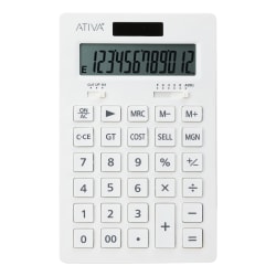 Ativa® 12-Digit Desktop Calculator With Cost And Margin, White