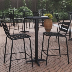 Flash Furniture Round Folding Bar Table With Aluminum Base, 45"H x 23-1/4"W x 23-1/4"D, Black