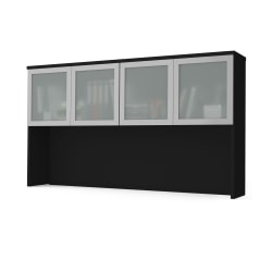 Bestar Pro-Concept Plus Hutch With Frosted Glass Doors, 40-7/16"H x 71-1/8"W x 12-7/16"D, Black