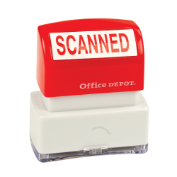Office Depot® Brand Pre-Inked Message Stamp, "Scanned", Red