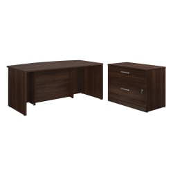 Sauder® Affirm 72"W Bowfront Desk With 2-Drawer Lateral File, Noble Elm