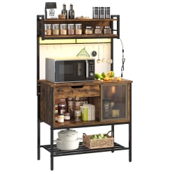 Bestier Bakers Rack With Cabinet And Drawer, 5-Tier, 58"H x 33"W x 16"D, Rustic Brown