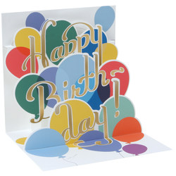 Up With Paper Everyday Pop-Up Greeting Card With Envelope, Half Fold, 4-1/2" x 4-1/2", Balloon Bouquet