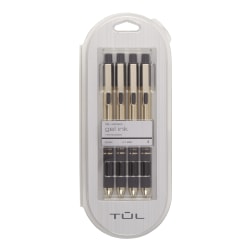 TUL® GL Series Retractable Gel Pens, Medium Point, 0.7 mm, Black Barrel With Gold Block, Black Ink, Pack Of 4 Pens