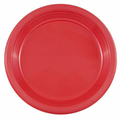 JAM PAPER Round Plastic Party Plates, Large, 10 1/4 inch, Red, 20/Pack
