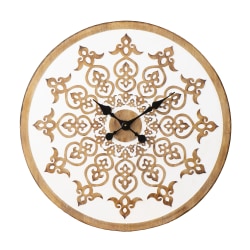 SEI Moravelle Round Wall Clock, 2"D, White/Natural/Black