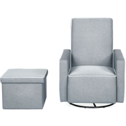 Lifestyle Solutions Relax A Lounger Ibiza Push-Back Swivel Recliner With Ottoman, Light Gray