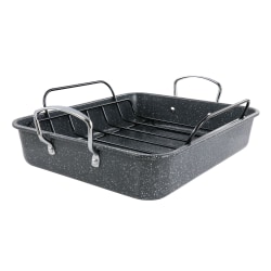 Kenmore Large Carbon Steel Roaster With Rack, 16-1/2", Gray