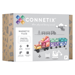 Connetix Magnetic Tiles Pastel Transport Pack, 50 Pieces