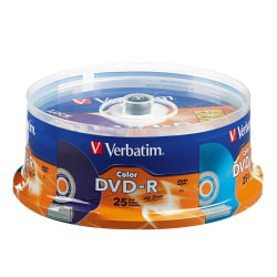 Verbatim® Life Series DVD-R Discs, Assorted Colors, Pack Of 25