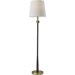 Adesso® Francis Floor Lamp, 61"H, Off-White Shade/Black And Antique Brass Base