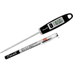 Escali Gourmet Digital Thermometer - Ergonomic Design, Pocket Clip, Comfortable - For Meat, Poultry, Beef, Lamb, Food - Silver, Black
