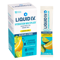 Liquid IV Sugar-Free Lemon Lime Drink Mix, 0.45 Oz, Total Qty 10