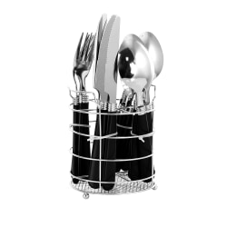 Gibson Sensations II 16-Piece Stainless-Steel Flatware Set With Caddy, Black