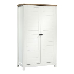 Sauder® Cottage Road 61"H Traditional Style Storage Cabinet, Soft White/Lintel Oak