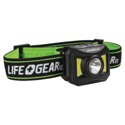 Life+Gear 4W USB Adventure 300-Lumen Rechargeable Headlamp, 1-5/8"H x 1-3/8"W x 1-3/16"D, Black/Green